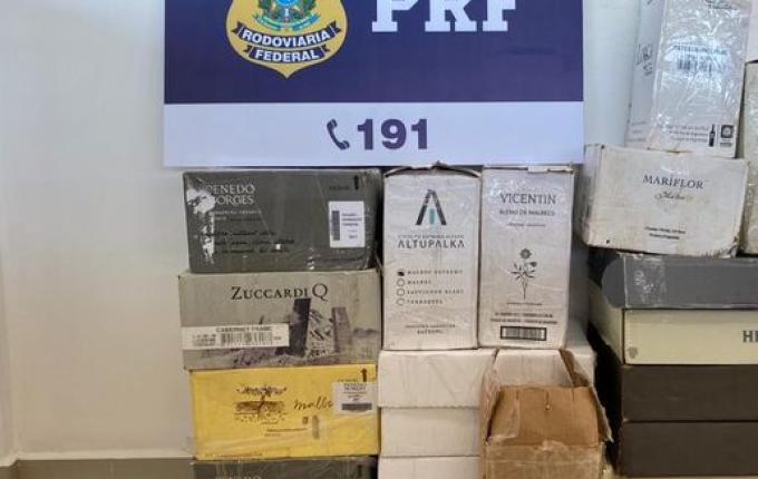 PRF apreende na BR 163 vinho importado com entrada irregular no Brasil