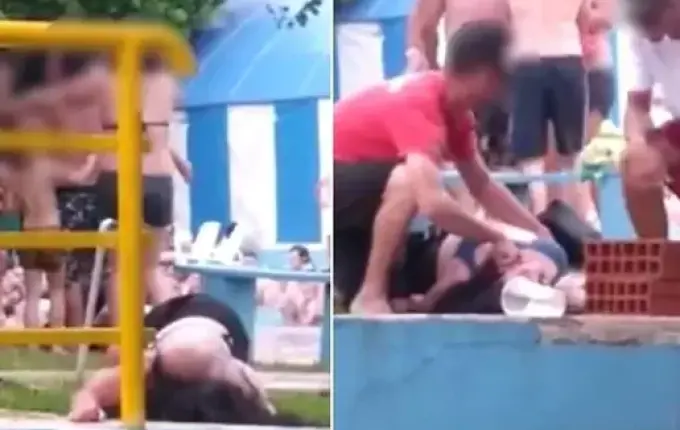 Natal em família acaba em pancadaria na piscina em Palmitos; veja vídeo