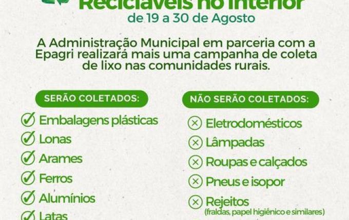 Descanso inicia coleta de materiais sólidos e recicláveis no interior