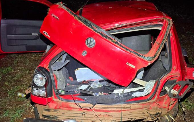 Saída de pista deixa 5 pessoas feridas na SC 163, em São Miguel do Oeste