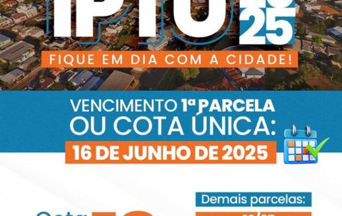 Vencimento da Primeira Parcela do IPTU acontece no próximo dia 16, em Guaraciaba