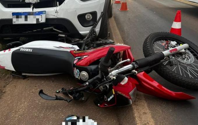 Motociclista fica ferido em colisão com carro na SC-163 em SMOeste