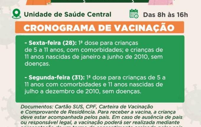 Crianças de 11 anos terão dois dias para se vacinar em SMOeste