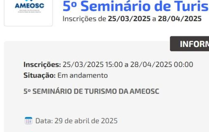 Seminário de Turismo da Ameosc será em Palma Sola no fim de maio
