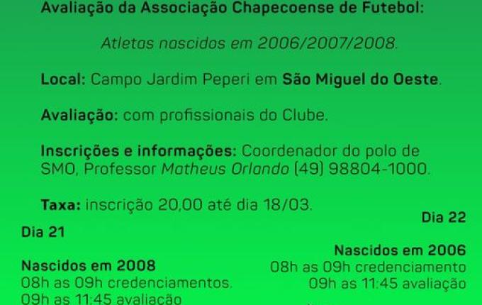 Chapecoense realiza seletiva de atletas para as categorias de base