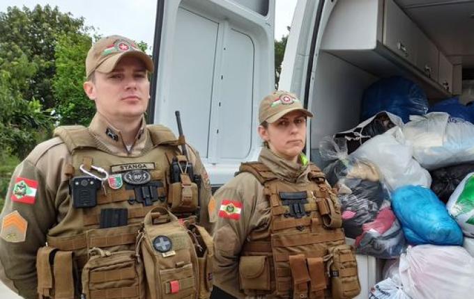 11º BPM/Fron entrega doações arrecadadas para desabrigados no Rio Grande do Sul