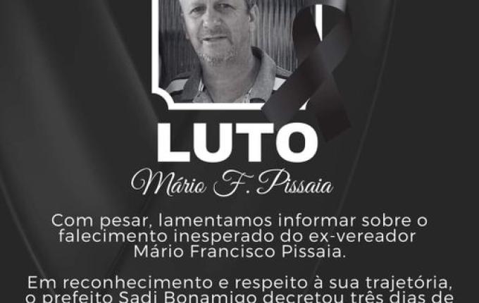 Governo Municipal decreta luto oficial pelo falecimento do ex-vereador Mário Pissaia
