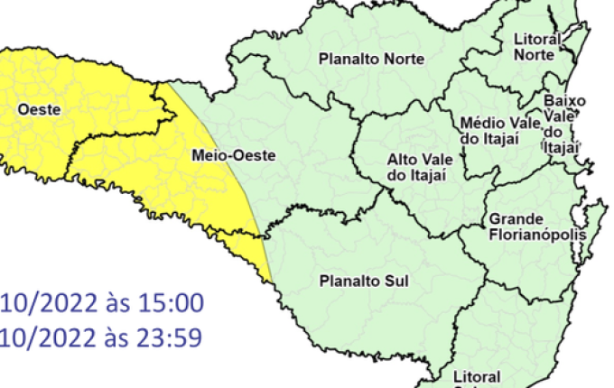 Rajadas de vento e granizo: confira o alerta da Defesa Civil para o Oeste de SC