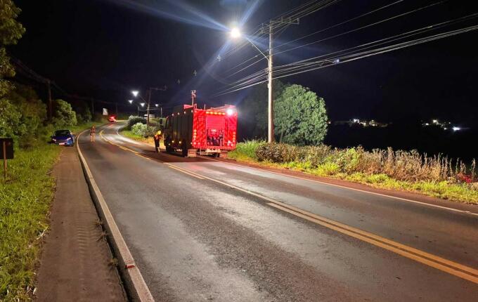 Saída de pista deixa 5 pessoas feridas na SC 163, em São Miguel do Oeste