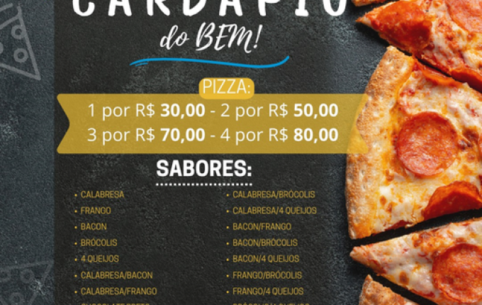 Neste mês, JCI promove venda de pizzas através da campanha Cardápio do Bem