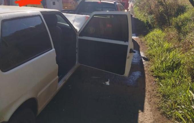 Grávida fica ferida em engavetamento na SC-305, em São Lourenço do Oeste