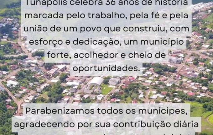Tunápolis celebra 36 anos de emancipação político-administrativa