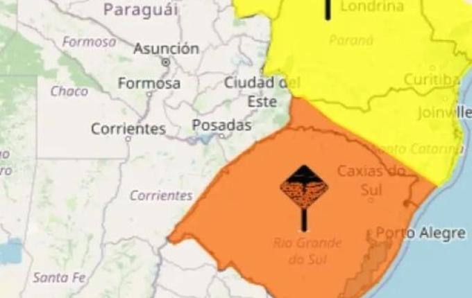 SC entra em alerta laranja de perigo para tempestades com ventos, chuva intensa e granizo