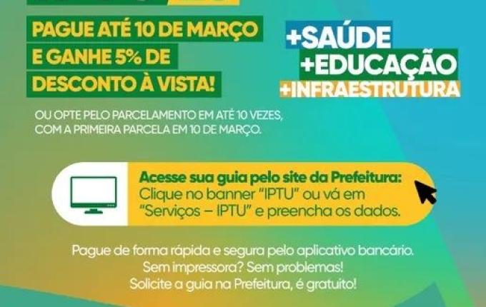 Cota única do IPTU com 5% de desconto vence nesta segunda em São Miguel do Oeste