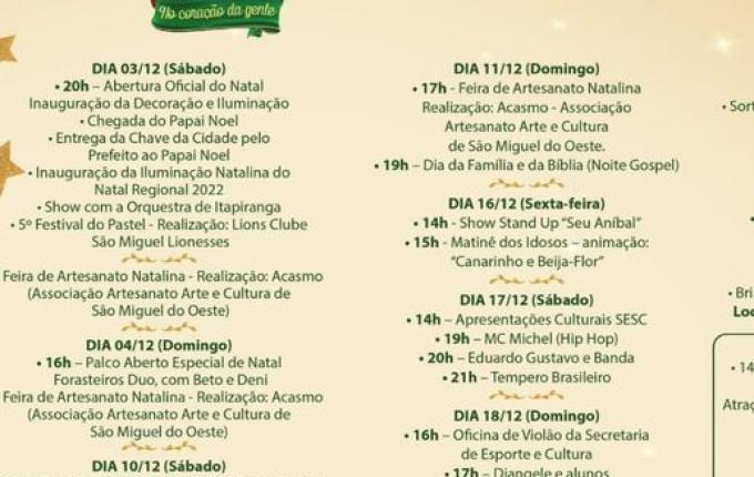 Acendimento das luzes marca abertura do Natal Regional 2022 em SMOeste