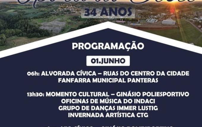 Aniversário de Iporã do Oeste terá programação especial nesta quinta-feira