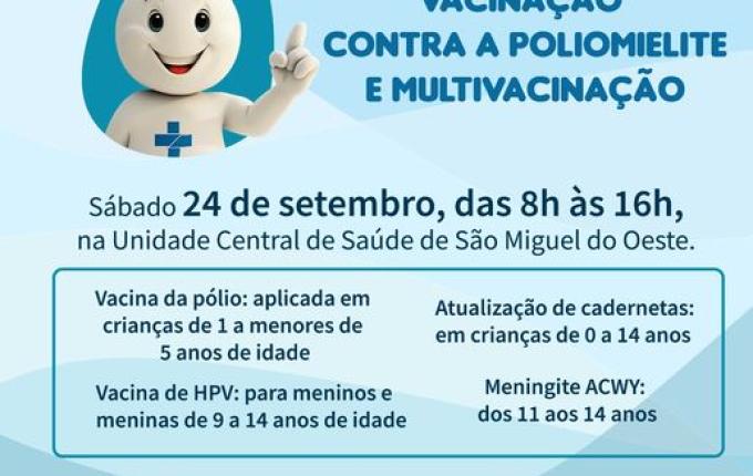 Saúde realiza Dia “D” de multivacinação neste sábado em SMOeste