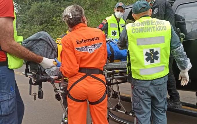 Acidente na SC-160 deixa motociclista gravemente ferido