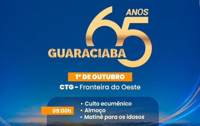 Guaraciaba terá programação gratuita para comemorar 65 anos de emancipação