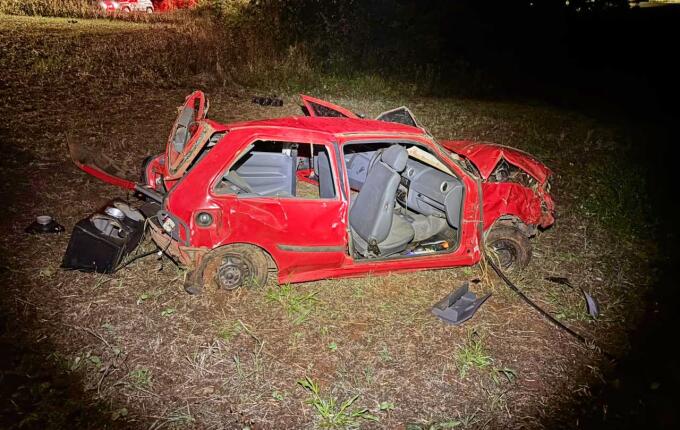 Saída de pista deixa 5 pessoas feridas na SC 163, em São Miguel do Oeste