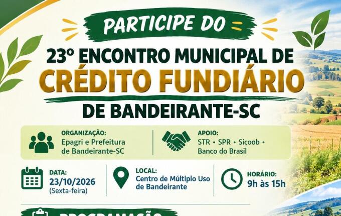 Encontro de Crédito Fundiário terá palestras e lançamento de curso em Bandeirante