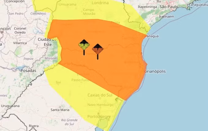 Inmet mantém alertas para tempestades com ventos de até 100 km/h em SC