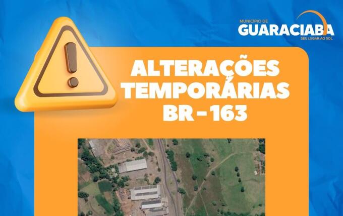 Rotatória no acesso a Guaraciaba pela BR-163 será fechada nesta quarta
