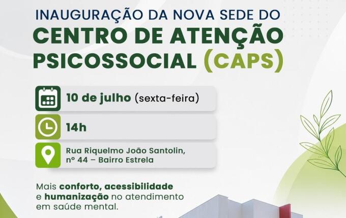 Prefeitura inaugura nova sede do CAPS em SMO na sexta-feira