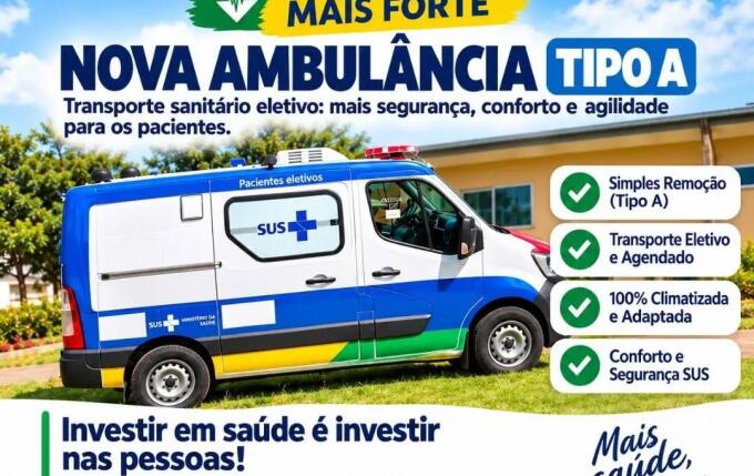 Bandeirante investe R$ 300 mil em nova ambulância para a Secretaria de Saúde