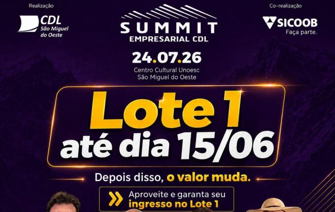 Summit Empresarial CDL 2026 atinge 70% dos ingressos vendidos