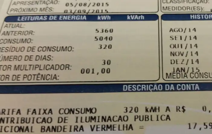 Consumidor pagará menos na conta de luz em janeiro