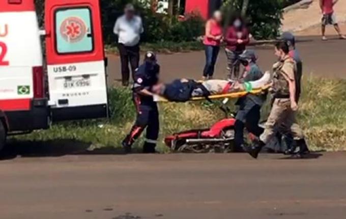 Colisão entre carro e moto deixa um ferido na BR-163