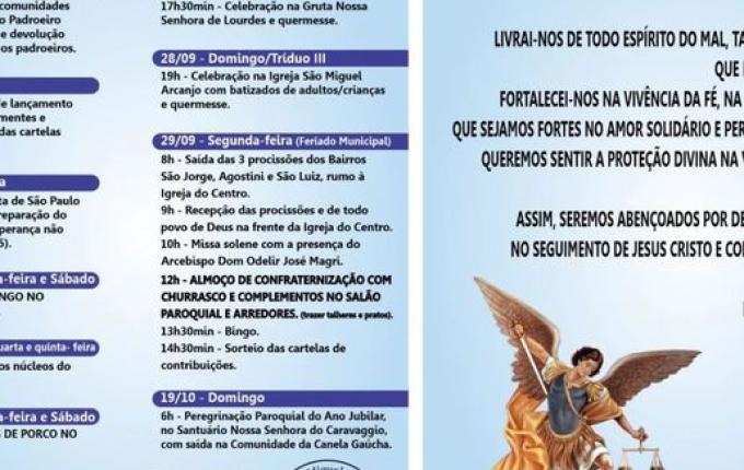 Festa de São Miguel Arcanjo será em 29 de setembro em SMO