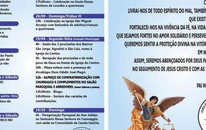Festa do padroeiro São Miguel Arcanjo terá programação religiosa e festiva em SMOeste