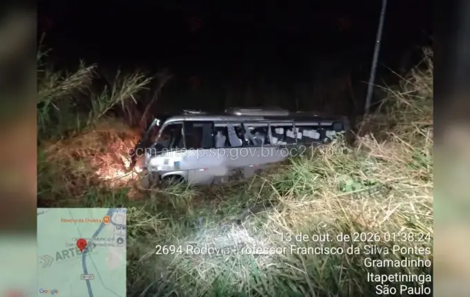 Micro-ônibus capota e deixa três mortos e 14 feridos no interior de SP
