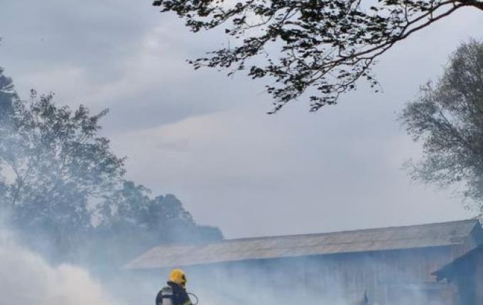 Fogo em vegetação se espalha e atinge galpão no interior de Belmonte
