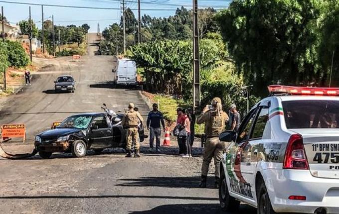 VÍDEO: Colisão deixa motociclista ferido em São Miguel do Oeste