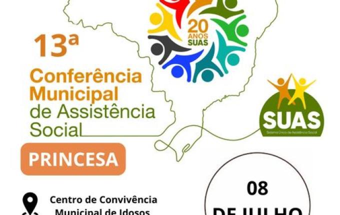 Princesa realiza 13ª Conferência de Assistência Social em 8 de julho