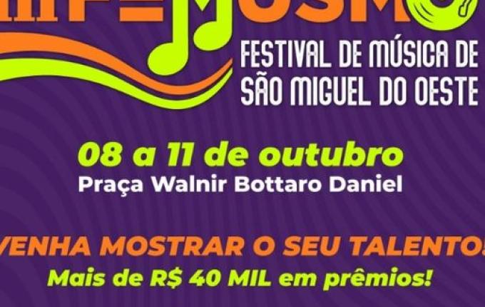 Festival de Música de São Miguel do Oeste será em outubro e terá mais de R$ 40 mil em prêmios