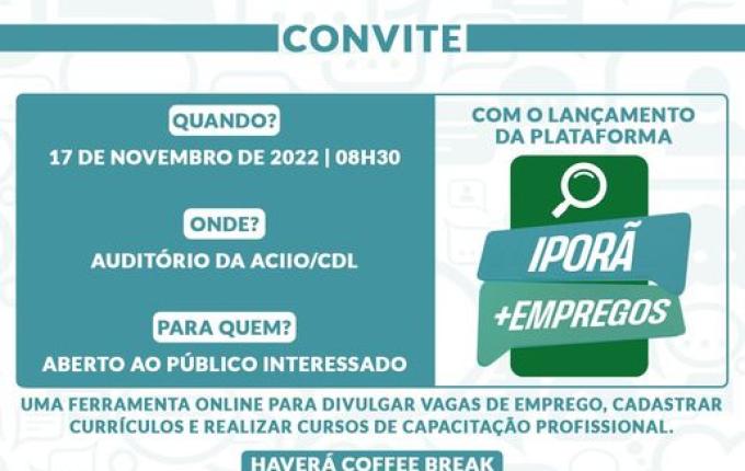 Plataforma Iporã Mais Empregos será lançada oficialmente nesta quinta-feira