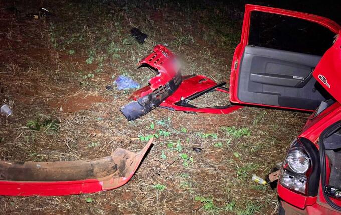 Saída de pista deixa 5 pessoas feridas na SC 163, em São Miguel do Oeste