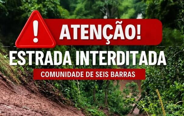 Desmoronamento provoca interdição de estrada na comunidade de Seis Barras, em São José do Cedro