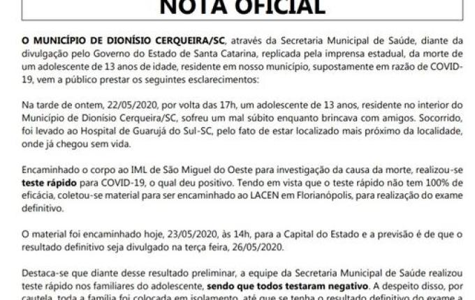 Adolescente morre por suspeita de Coronavírus no Extremo Oeste