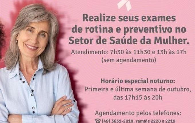 Campanha Outubro Rosa tem atendimento noturno em São Miguel do Oeste