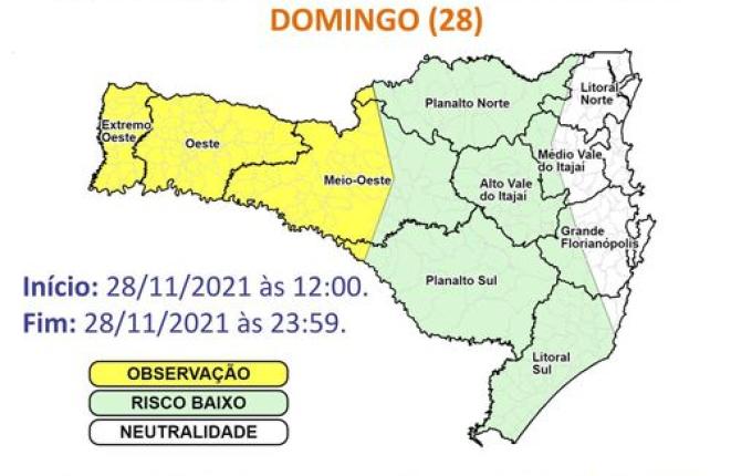 Previsão do tempo indica chuva e possibilidade de temporais na região