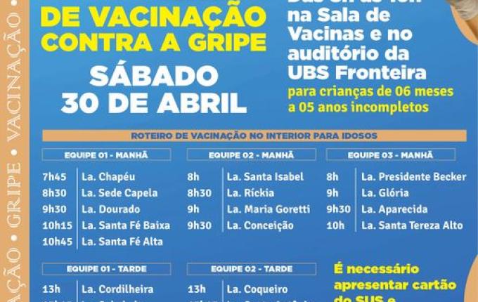 Itapiranga fará roteiro de vacinação contra a gripe para idosos no interior