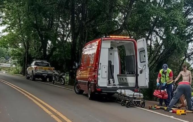 Colisão entre motos deixa condutores feridos na SC-163, em Iporã do Oeste