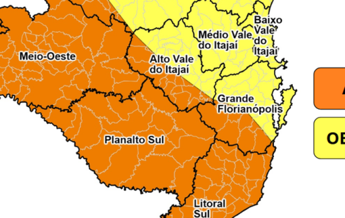 Frente fria avança e derruba temperaturas no fim de semana em SC