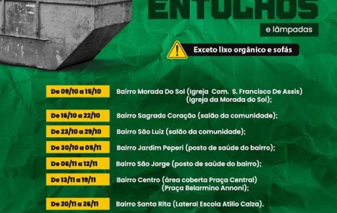 Novo roteiro de coleta de entulhos inicia segunda em São Miguel do Oeste