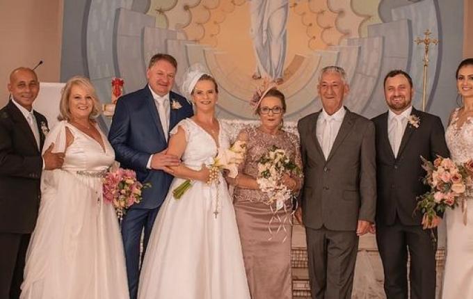 Pais comemoram bodas de ouro e casam 3 filhos após incêndio destruir clube onde seria festa